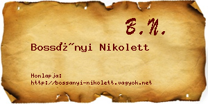 Bossányi Nikolett névjegykártya