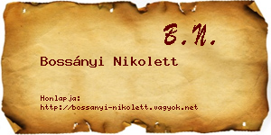 Bossányi Nikolett névjegykártya